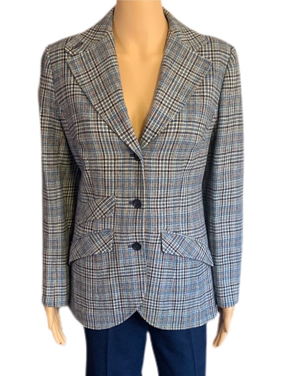 Pendleton Pant Suit Womens Blue Plaid Size 10 Woo… - image 2