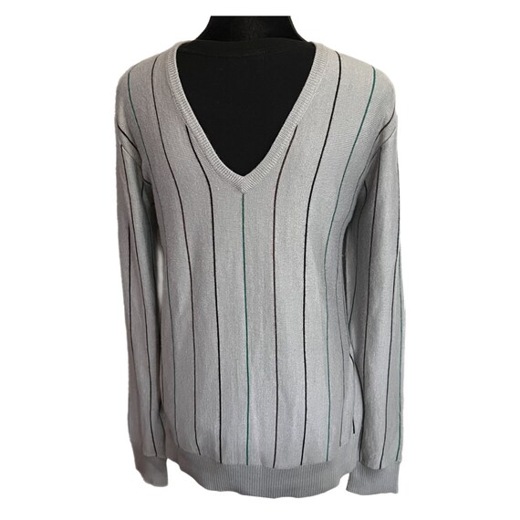 Vintage Striped Sweater Mens Medium CFG V Neck Wo… - image 3