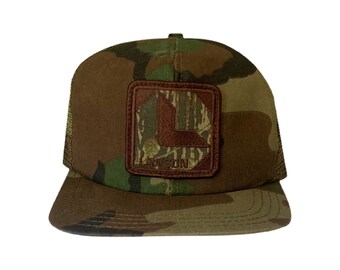 Lawson Trucker Hat Camo Lawson Patch Camouflage Snapback Vintage 80s Retro