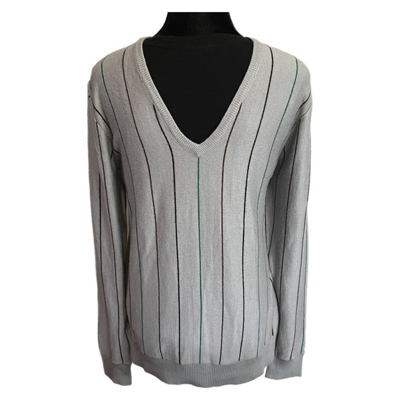 Vintage Striped Sweater Mens Medium CFG V Neck Wo… - image 2