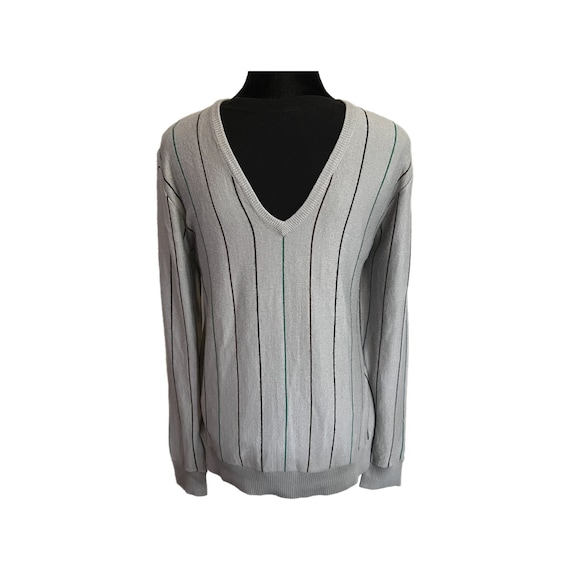 Vintage Striped Sweater Mens Medium CFG V Neck Wo… - image 1