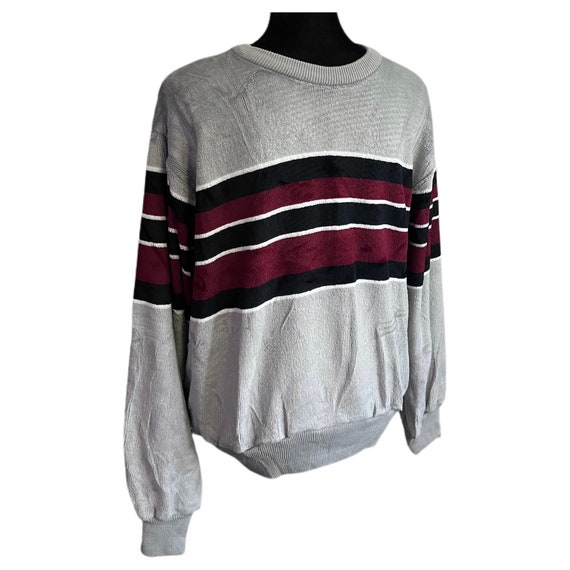 Sweater Emporium Velour Striped Sweater Mens Silv… - image 4