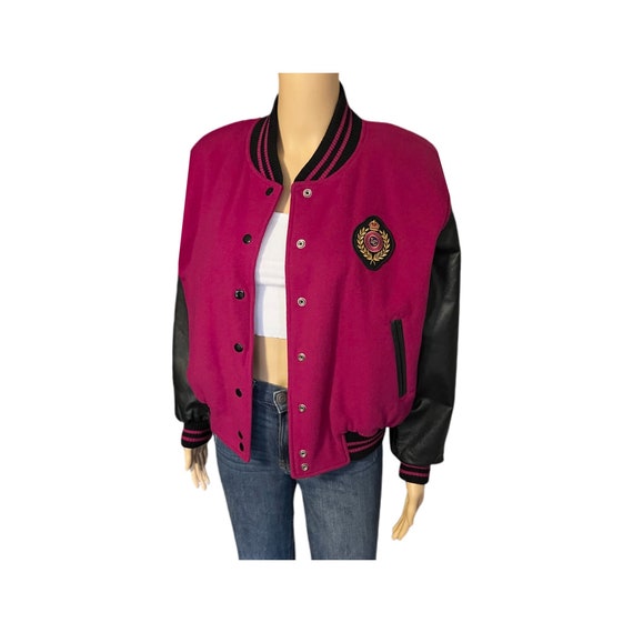 Liz Claiborne Letterman Jacket Womens Pink Size P Liz Sport
