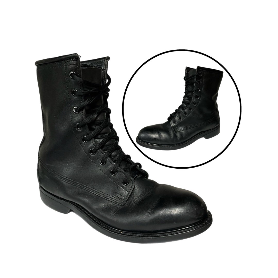 Vintage Cove Shoe Company Combat Boots Mens 7.5W Black Steel Toe Boot
