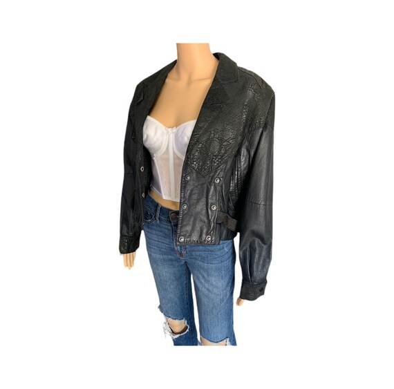 G-III Leather Jacket Womens Black Medium Snakeski… - image 1