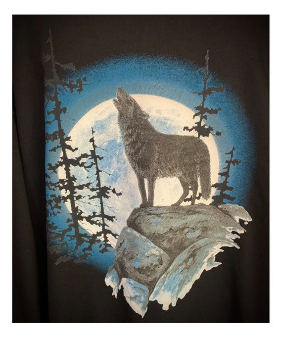 Vintage Howling Wolf Blue Moon Sweatshirt Size La… - image 7