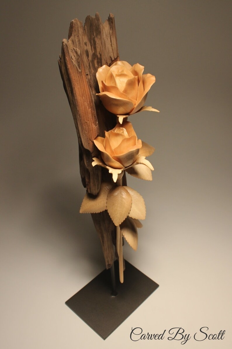 Rose Art Hand Carved Wood Roses Handmade Rose Rose Etsy