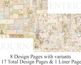 Patchwork Floral Digital Journal Pages Kit