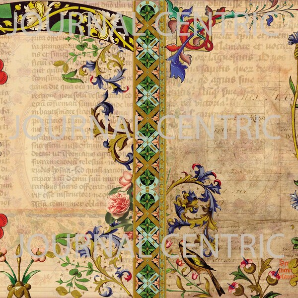 Mittelalterliches Floral Digital Journal Kit
