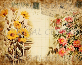 Floral Post Vintage Digital Journal Pages Kit
