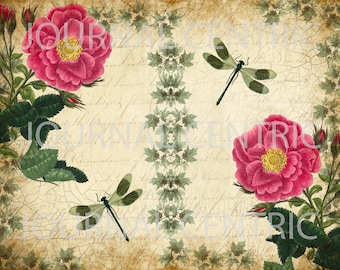Floral Script Vintage Digital Journal Pages Kit