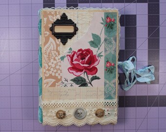 Keepsakes Creative Journal - 9" x 6" Antique Vintage Signature Style Junk Journal, Diary, Writing, Hardcover, OOAK