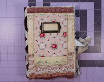 Keepsakes Creative Journal - 9" x 6" Dutch Door Signature Style Junk Journal, Diary, Writing, Fabric Hardcover, OOAK