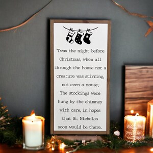 13x25 / &#39;Twas The Night Before Christmas / Stockings Were Hung / Modern Farmhouse Christmas Decor