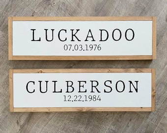 25x7 / Custom Typewriter Last Name & Special Date  / Wood Sign Home Decor Farmhouse Style