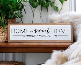25x7 / Home Sweet Home Coordinates / Homebuyer Realtor Closing Gift / Housewarming Gift / GPS Coordinates / Longitude Latitude Wood Sign