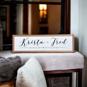 25x7 / Custom Name and Coordinates / Homebuyer Realtor Closing Gift / Housewarming Gift / GPS Coordinates / Longitude Latitude Wood Sign