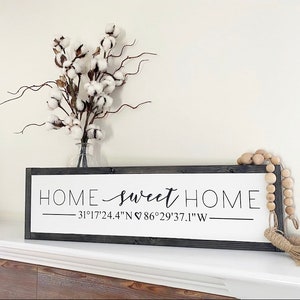 25x7 / Home Sweet Home Coordinates / Homebuyer Realtor Closing Gift / Housewarming Gift / GPS Coordinates / Longitude Latitude Wood Sign