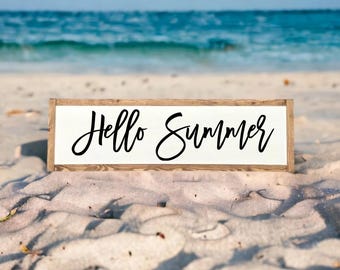 25x7 / Hello Summer Wood Sign / Summer Wall Art / Summer Farmhouse Decor / Boho Summer Decor