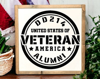 13x13 / Veteran DD214 Alumni / Gift for Veteran / Gift for Retired Military / Army Navy Marines Air Force