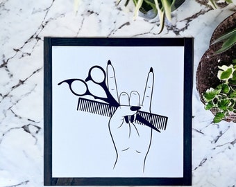 13x13 / Hair Stylist Sign / Hair Salon Wall Art / Boho Chic Salon / Hairdresser Gift / Cosmetologist Decor