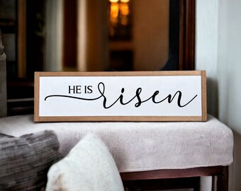 25x7 / He is Risen Wood Sign / Easter Wall Decor / He is Risen Wall Art / Resurrection Easter Decor