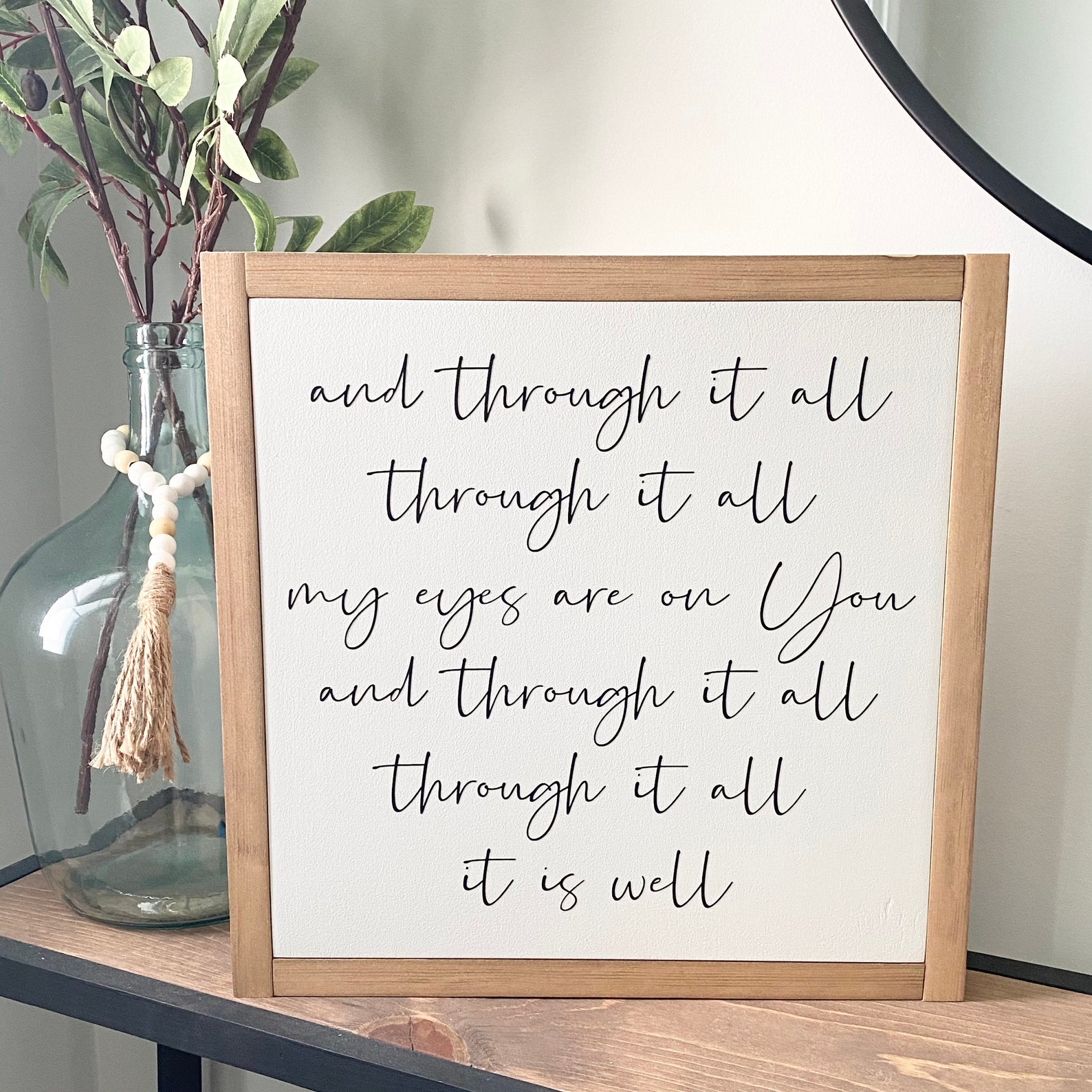 13x13 / It is Well Lyrics / Minimalist Wall Decor / Modern Etsy