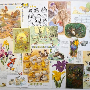 Pacote de coisas efêmeras de Páscoa, recortes de livros para colagem, scrapbooking, kit de diário de sucata vintage, lote de papel de sucata feito à mão