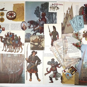 Vintage Ephemera collage Pack, cut outs from books for scrapbooking, junk journal kit,  scrap paper lot