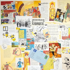 Vintage Children's book Ephemera Pack, recortes de libros para collage, scrapbooking, kit de diario basura, lote de papel de desecho