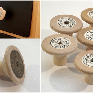 Vintage thread spool knob - pull - handle - for dresser - cabinet - drawers - Furniture hardware - handmade recycled wood thread bobbins