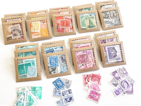 Vintage Postage Stamps by Color - Gift Pack for Junk
