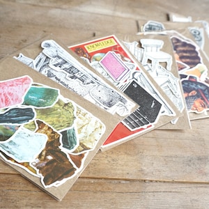 Stickers gemaakt van vintage gerecyclede boeken, bullet journal sticker - planner sticker, milieuvriendelijk