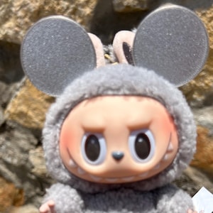Labubu Mouse Ears Labubu Mouse Costume Figure – Fuzzy Monster Plush Art Toy by Pop Mart, Cute Designer Collectible