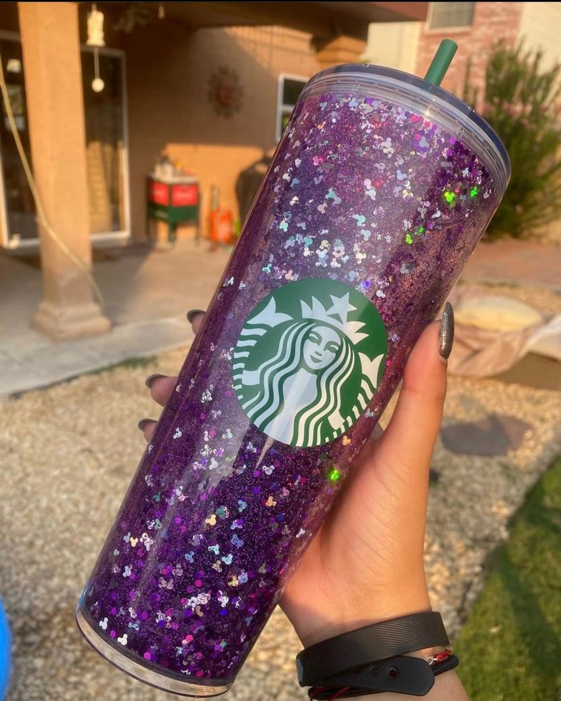 Starbucks Floating Glitter Tumbler Disney 24 Oz cup Pink Blue Etsy