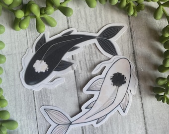 Koi Fish Stickers | Avatar The Last Airbender Inspired Yin Yang Moon & Water | Waterproof Vinyl for Hydroflask, Laptop, Journal ATLA