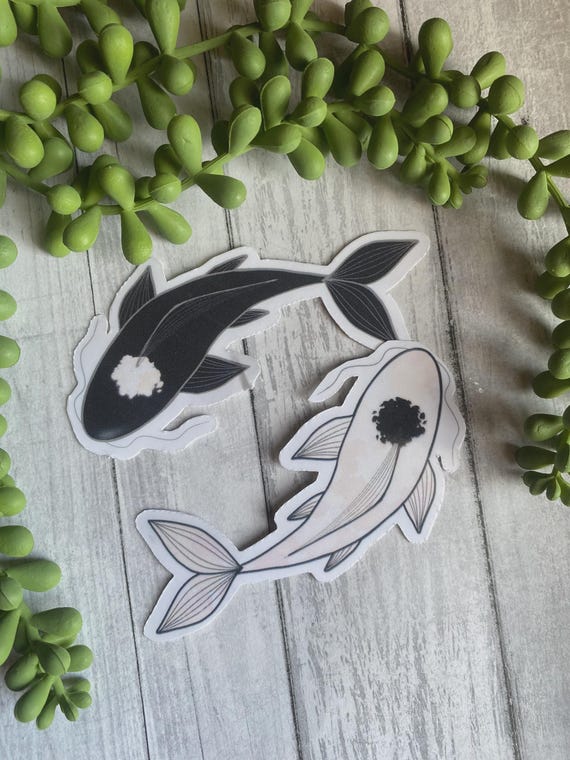 Koi Fish Stickers | Avatar The Last Airbender Inspired Yin Yang Moon & Water | Waterproof Vinyl for Hydroflask, Laptop, Journal ATLA