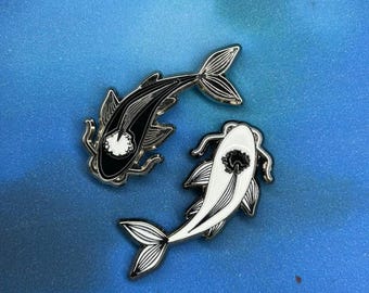 Tui & La Avatar The Last Airbender Pin Set | Spirit Fish Enamel Pins | ATLA Yin Yang Koi Fish Pins