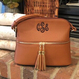 Monogrammed Purse with Tassel, Personalized Tassel Crossbody, Monogrammed Handbag, Vegan Leather Cross Body, Chloe