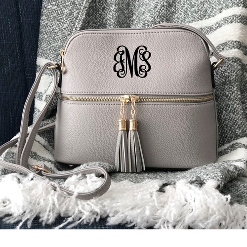 Monogrammed Purse With Tassel Personalized Tassel Crossbody Etsy