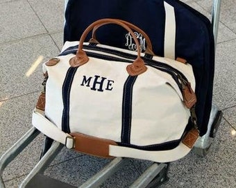 Monogrammed Canvas Weekender Bag, Personalized Duffel Bag, Canvas Bag, Canvas Travel Bag, Carry On Bag,  Overnight Bag