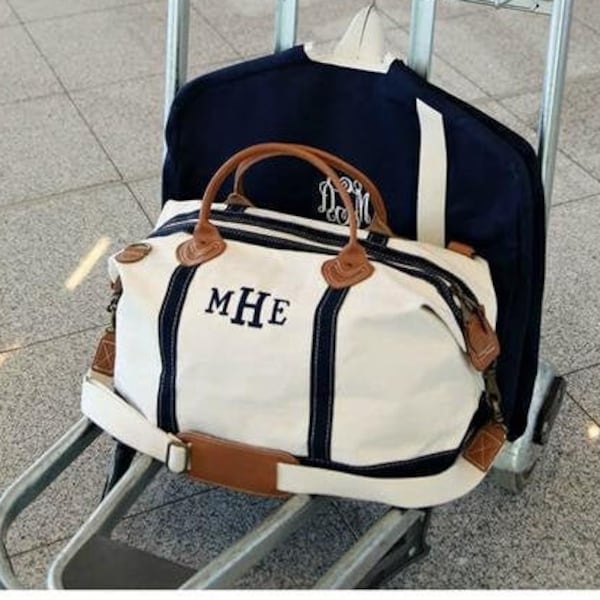 Monogrammed Canvas Weekender Bag, Personalized Duffel Bag, Canvas Bag, Canvas Travel Bag, Carry On Bag,  Overnight Bag