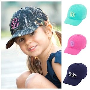 Monogrammed Kids Baseball Hat, Personalized Kids Hat, Monogrammed Youth Hat, Kids Hat, Kids Baseball Cap, Camo, Mint, Pink, Navy