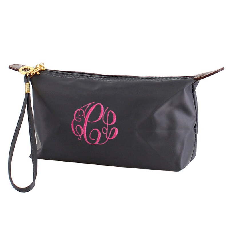 Monogrammed Nylon Cosmetic Bag, Personalized Toiletry Bag, Monogrammed Makeup Bag, Gifts for Her, Bridesmaid Gift image 5