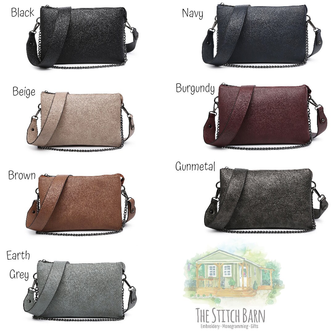 Monogrammed Crossbody Bag Personalized Vegan Leather Crossbody 3 Compartment Crossbody Clutch Mid Size Bag Memphis