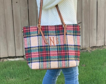 Monogram Crossbody Plaid Purse, Bag, Riley Crossbody, Monogrammed