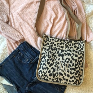 Monogrammed Vegan Leather Crossbody Bag w/Guitar Strap, Personalized Crossbody, Mid Size Shoulder Bag, Lauren