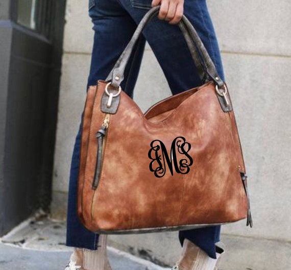 Monogrammed Vegan Leather Hobo, Personalized Large Handbag, Leather Handbag, Monogrammed Satchel, Rivers