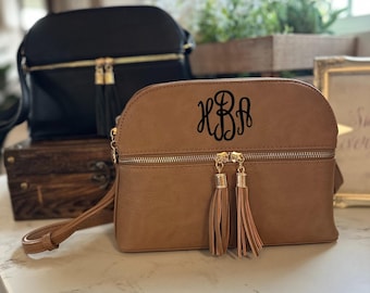 Monogrammed Purse with Tassel - Personalized Tassel Crossbody Handbag - Gifts for Her - Lane