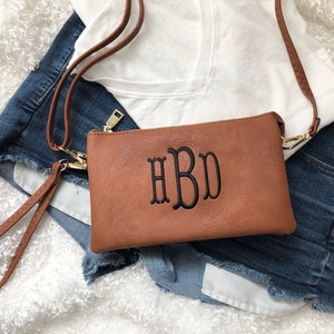 Monogrammed Crossbody Bag, Three Compartment Personalized Crossbody, Vegan Leather Crossbody, Small Handbag, Ricky